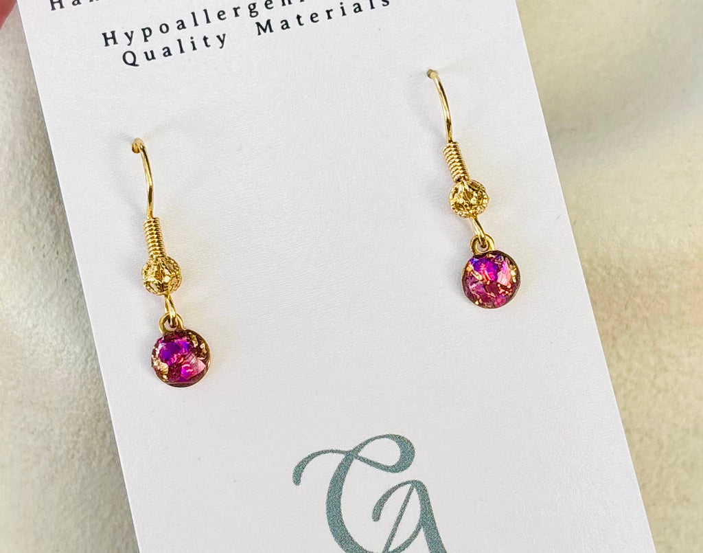 Fuchsia Glow Gold Earring