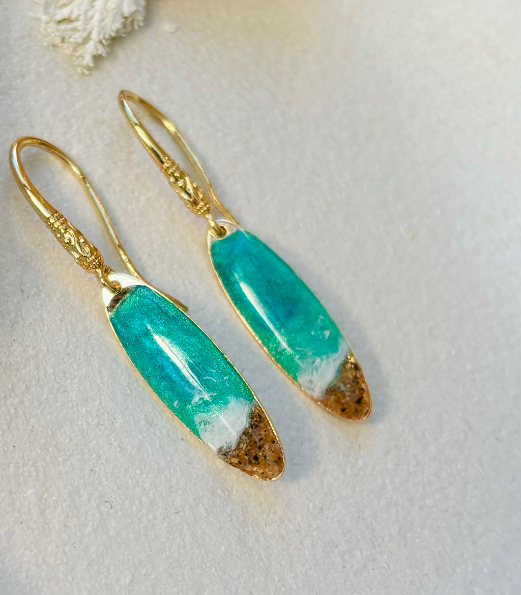 Tidal Embrace Long Drop Earrings Gold