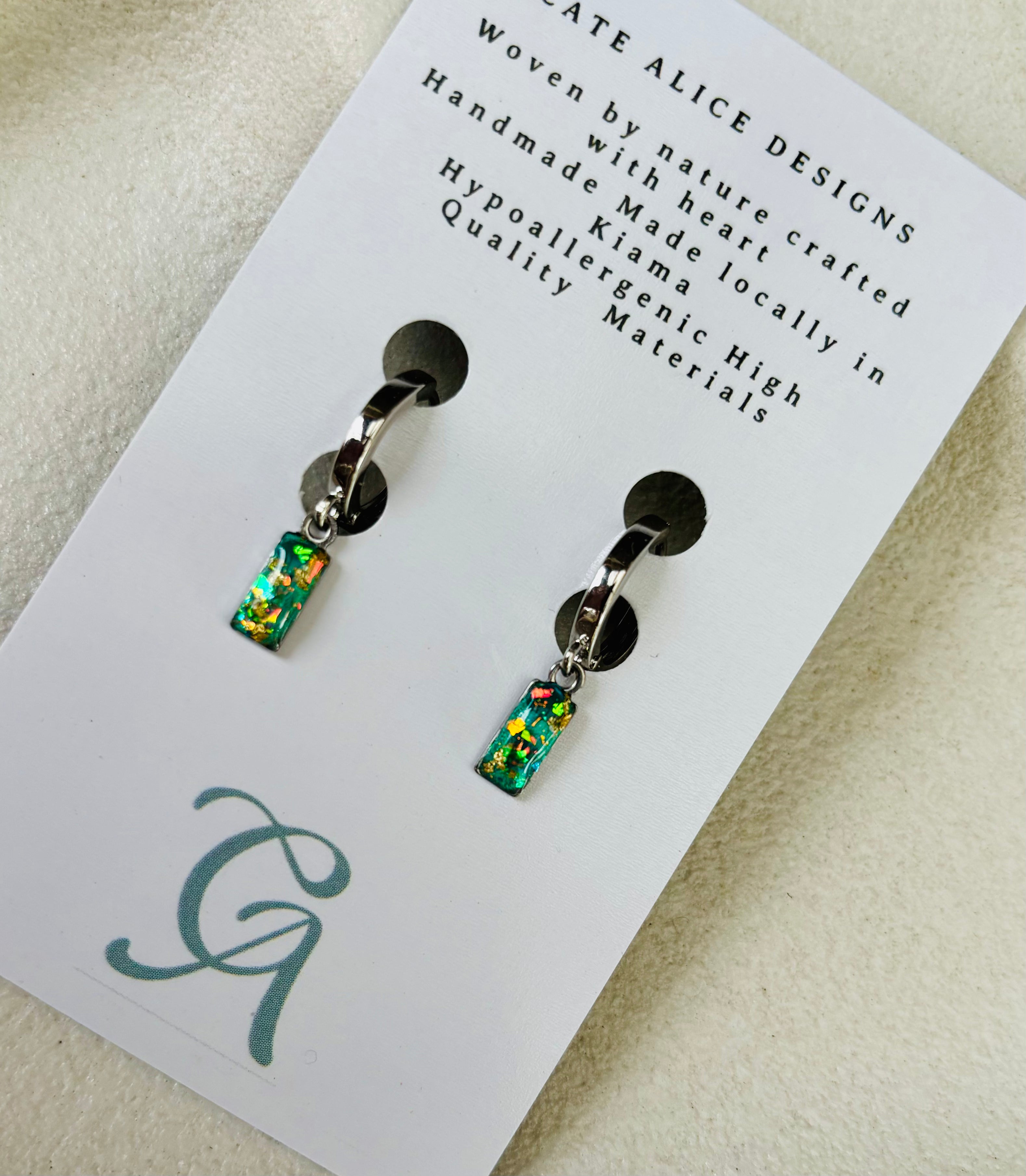 Ocean Aurora Small Rectangle Huggie