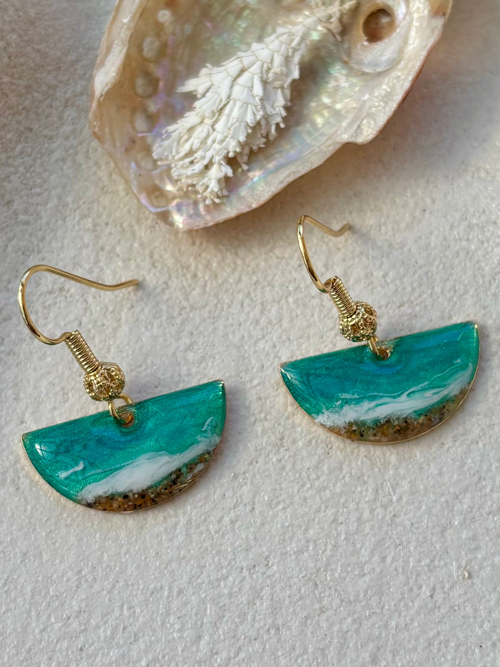 Tidal Embrace Semi Circle Earrings Gold